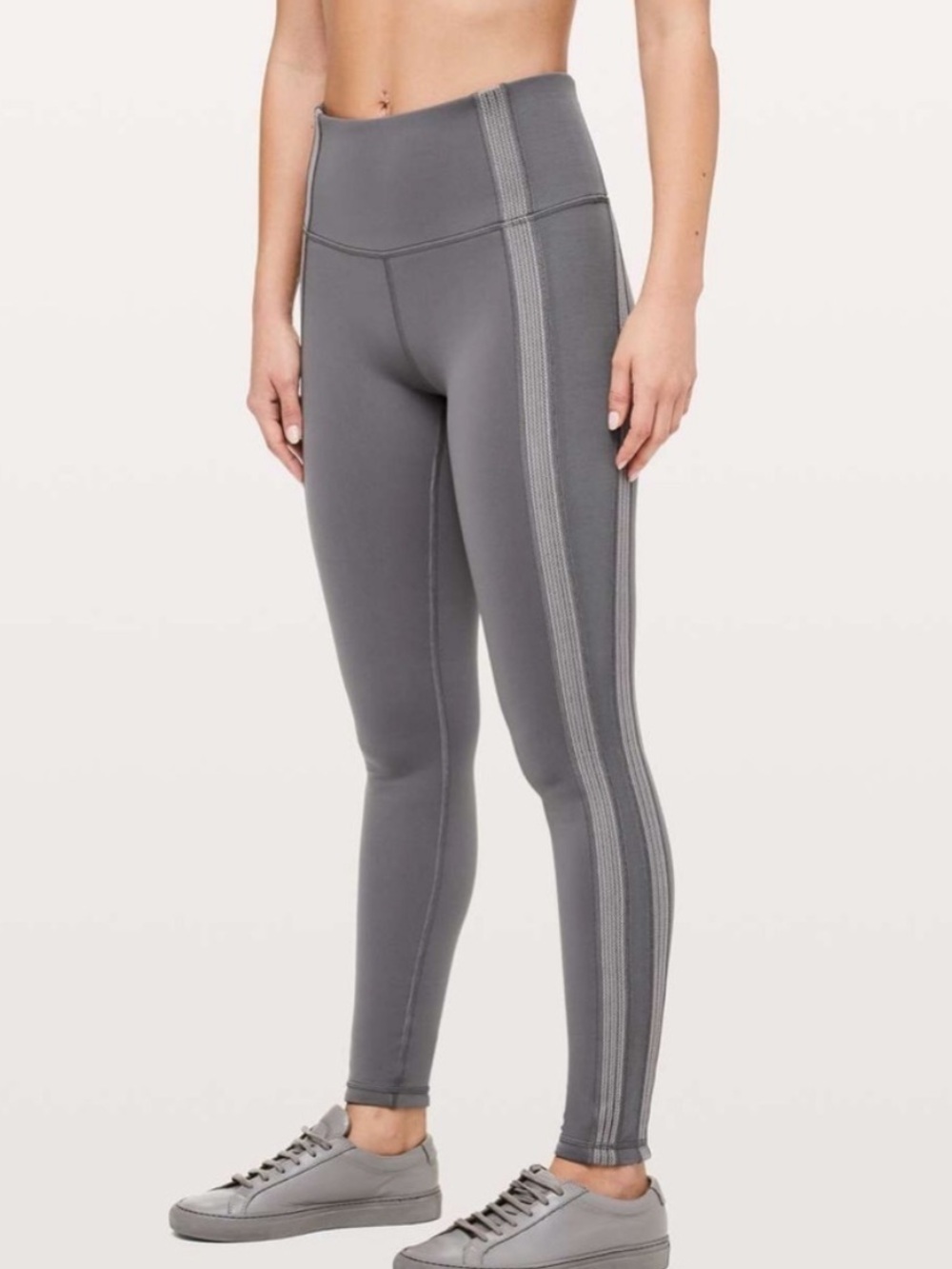 Lululemon Power Lines Pants 28" Leggings Gray Titanium / Dark Chrome Size 8